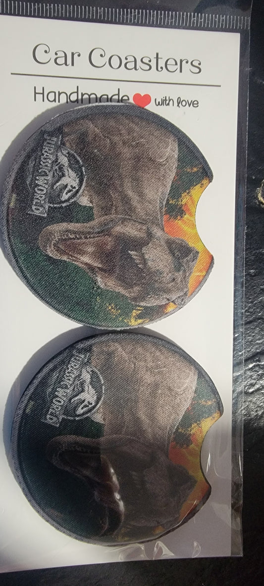 Sublimination Jurassic park car coaster neoprene 2.75 inches