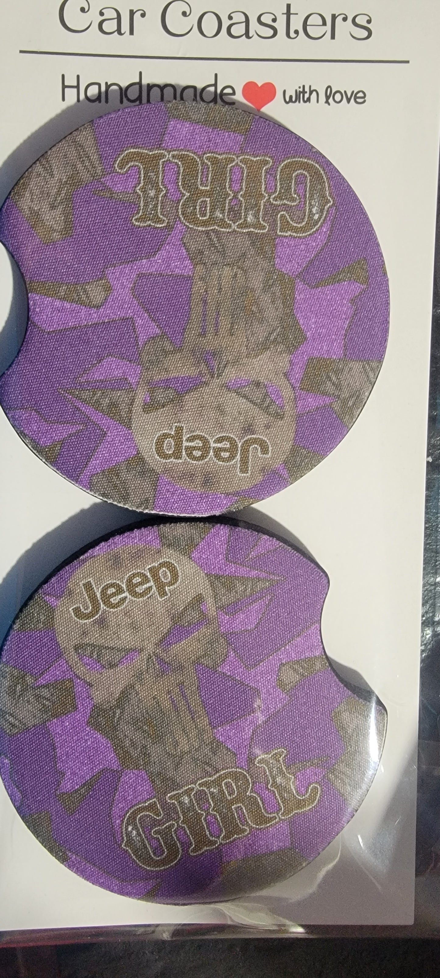 Punisher jeep girl car coasters 2.75 inches